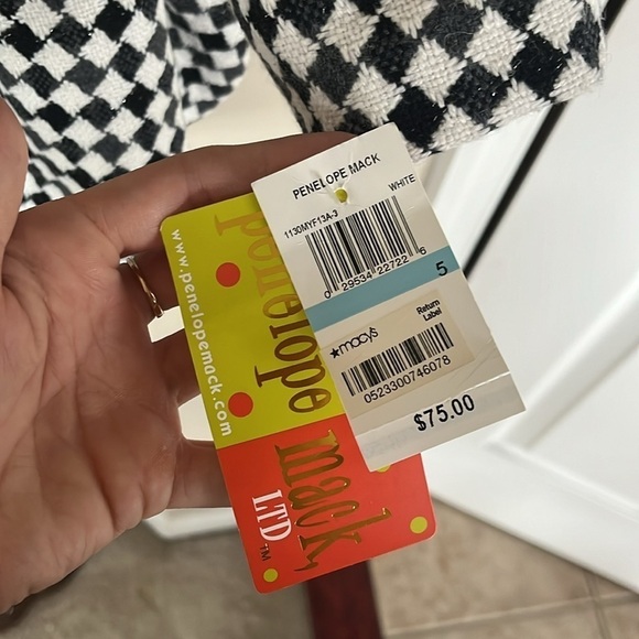 Brand New Penelope Mack Zip Up Pea Coat Black White Checkered Jacket & Hat - Picture 6 of 15